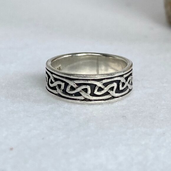 Sterling Silver 925 Oxidized 6mm Endless Celtic Knot Infinity Band Ring Sz 5.75 - Picture 5 of 16